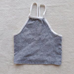 Zara salt & pepper speckled cropped racerback halter cami tank top